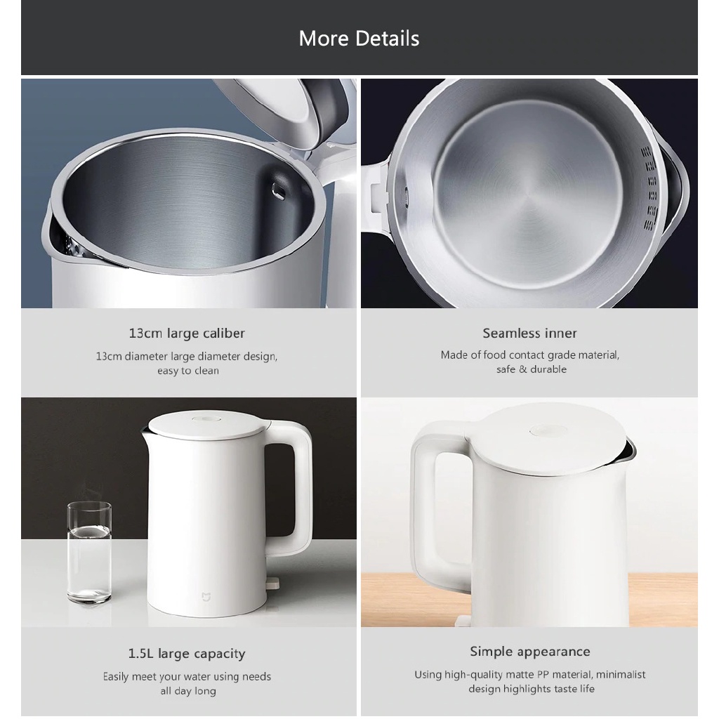 Ấm đun nước, bình đun nước siêu tốc Xiaomi Mijia 1A MJDSH02YM- 1,5L, 1800W