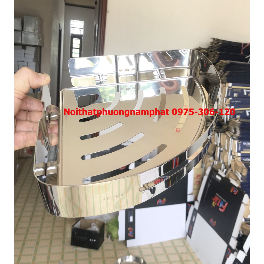 Kệ Sữa Tắm dầu gội trong nhà tắm INOX 304 KG15 KỆ GÓC TẤM 1 TẦNG, inox 304 sáng bóng chống han rỉ