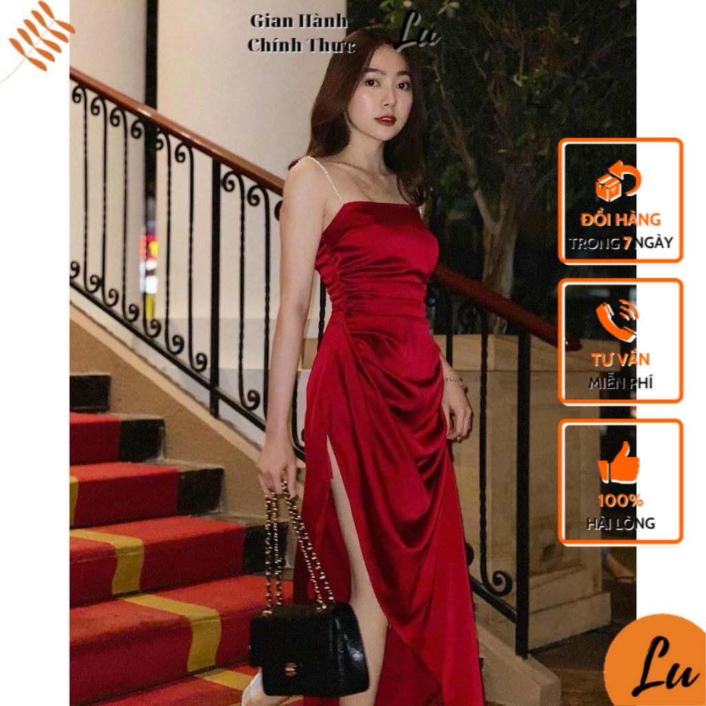 Đầm Lụa Nữ LuShop Dáng Ôm Chất Phi Lụa Sang Trọng May 2 Lớp hợp với Dự Tiệc Dạo Phố Đi Chơi Hàng Cao Cấp Giá Tốt