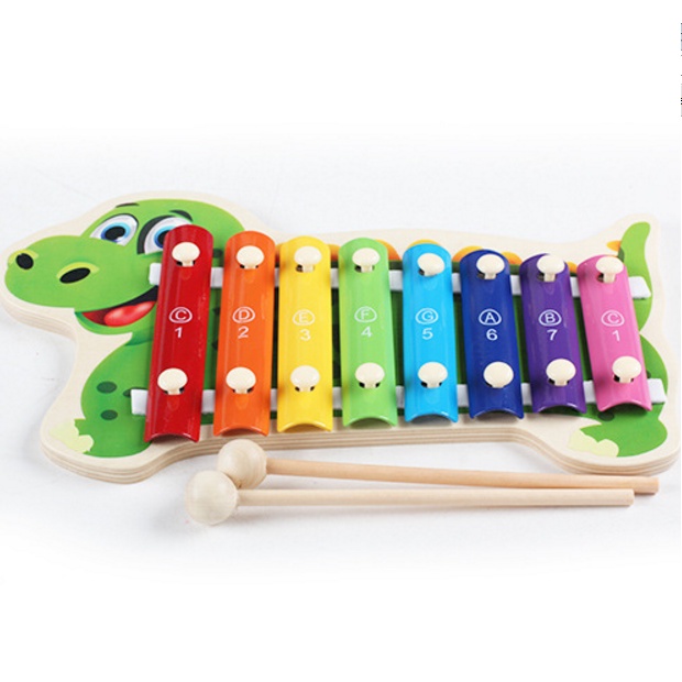 Free Ship đồ chơi gỗ - Đàn Xylophone hình Khủng long DCG44