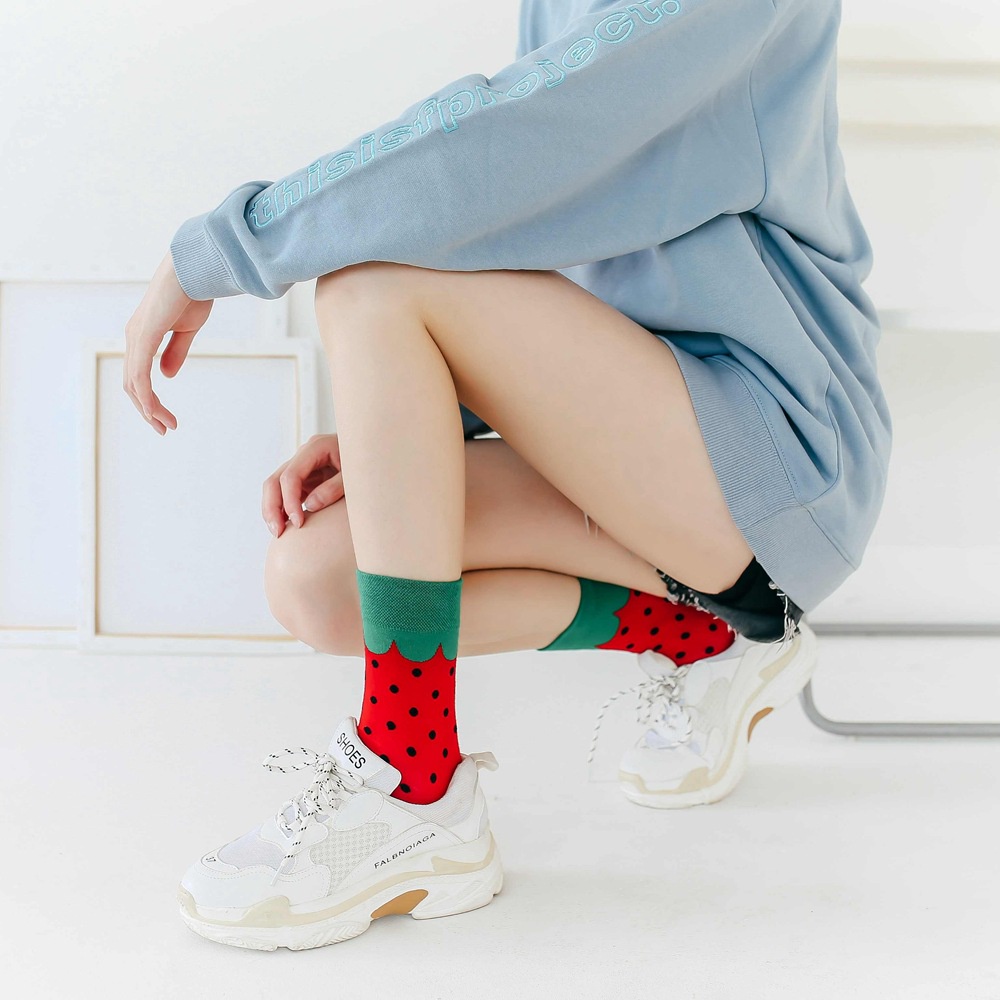 Vớ Cotton Họa Tiết Trái Cây/ Sushi/ Thức Ăn Độc Đáo Dễ Thương Thời Trang Cho Nữ