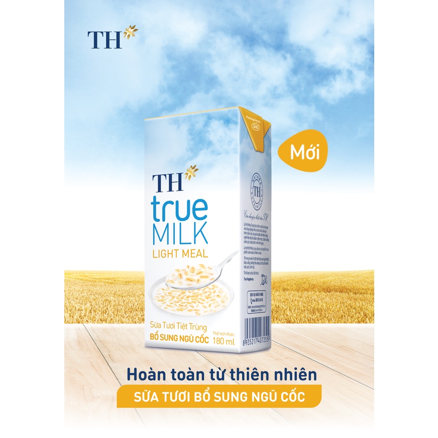 SỮA TƯƠI TIỆT TRÙNG BỔ SUNG NGŨ CỐC TH TRUE MILK LIGHT MEAL HỘP 180ML