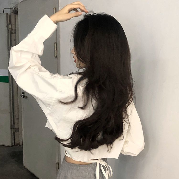 Áo sơ mi croptop tay dài che nắng phong cách ngọt ngào thời trang mùa hè 2022 mới dành cho nữ