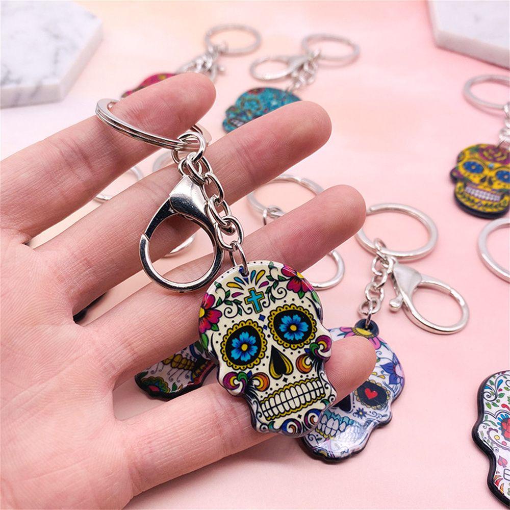 Móc Khóa Hình Đầu Lâu Hoa Hồng Phong Cách Mexico