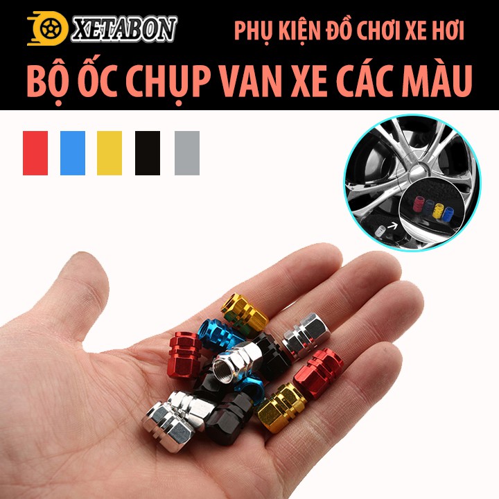 Nắp chụp đầu van bơm - Bộ 4 nắp chụp màu sắc bảo vệ đầu van bơm lốp bánh xe ôtô