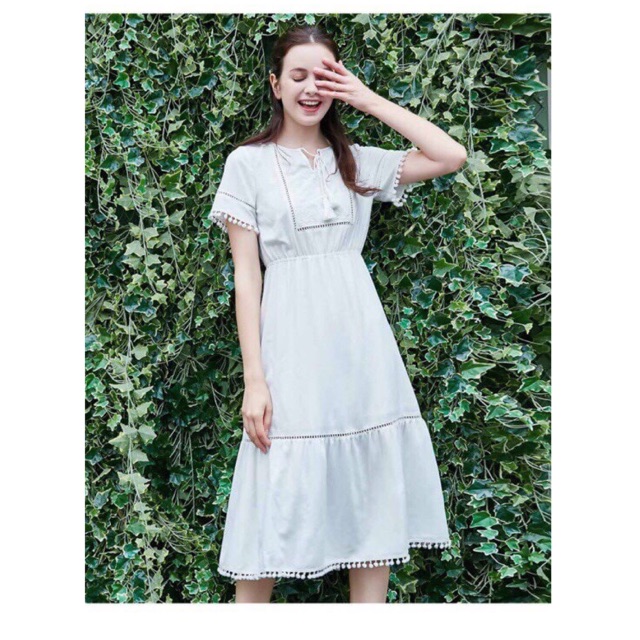 Đầm xoè midi phối ren Cati