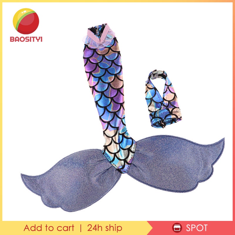 Set chân váy hình dạng đuôi nàng tiên cá kèm áo cổ chữ V cho búp bê 26-29cm