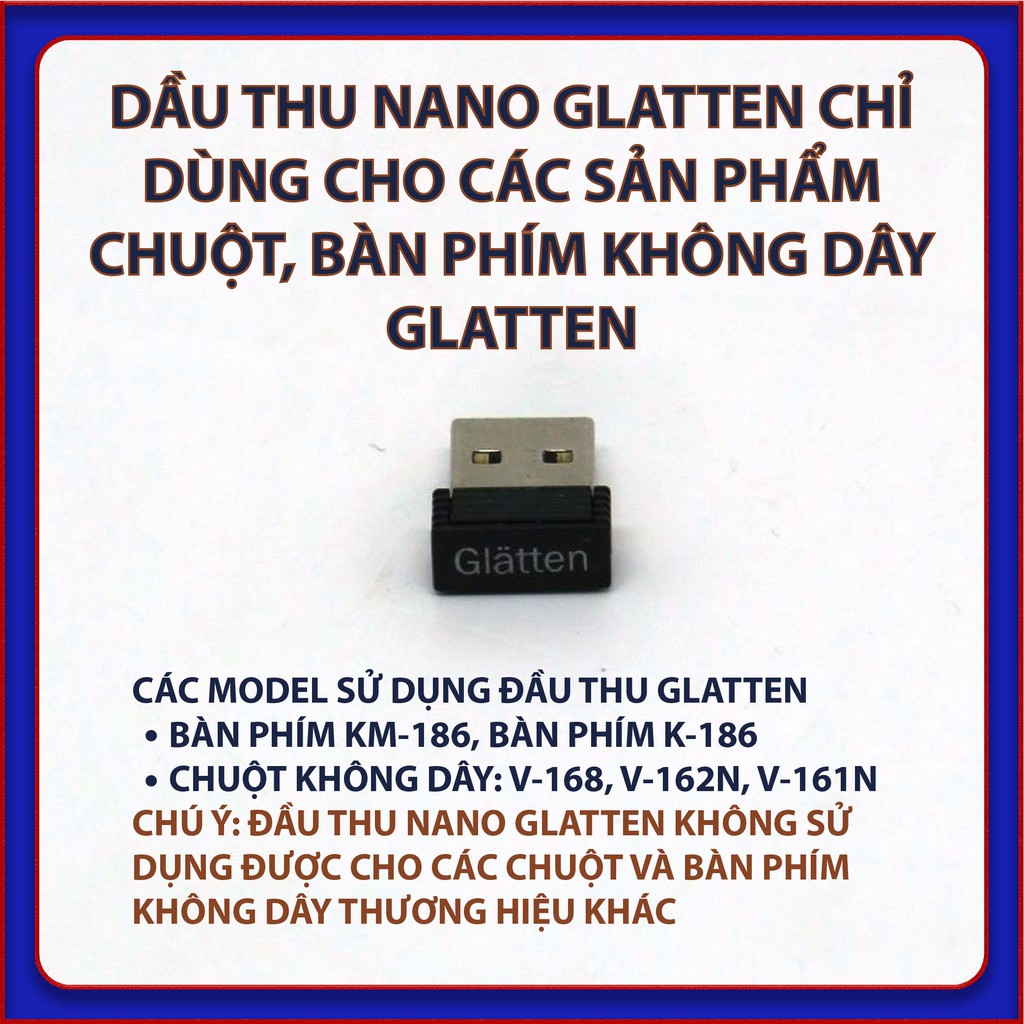 Đầu thu USB Nano Dành Cho Chuột Không Dây Glatten V-161N V-162N V-168 Bàn Phím K-186
