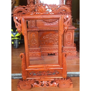 Khung ảnh thờ đục đầu rồng gỗ hương đá