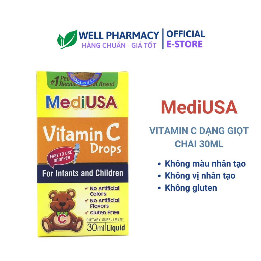 Vit C dạng giọt MediUSA Vitamin C Drops lọ 30ml