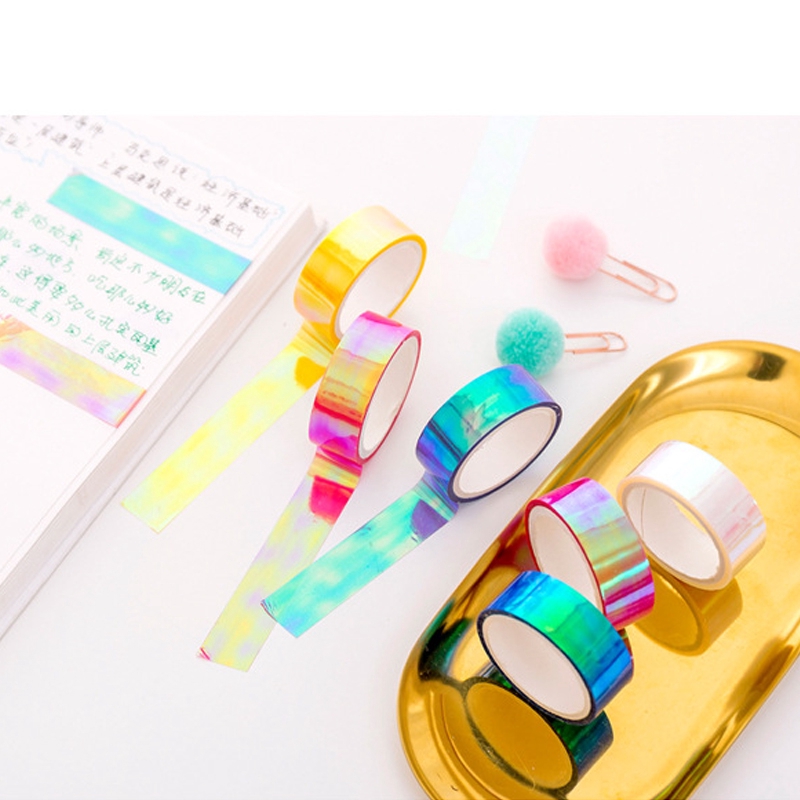 Băng Keo Laser Nhiều Màu Chống Thấm Nước Trang Trí Sổ Tay Sáng Tạo