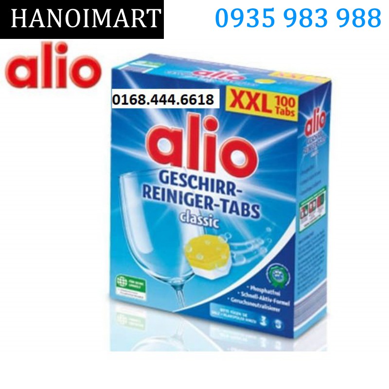 Combo 2 hộp Viên rửa bát Alio classic 100 viên cho máy rửa bát