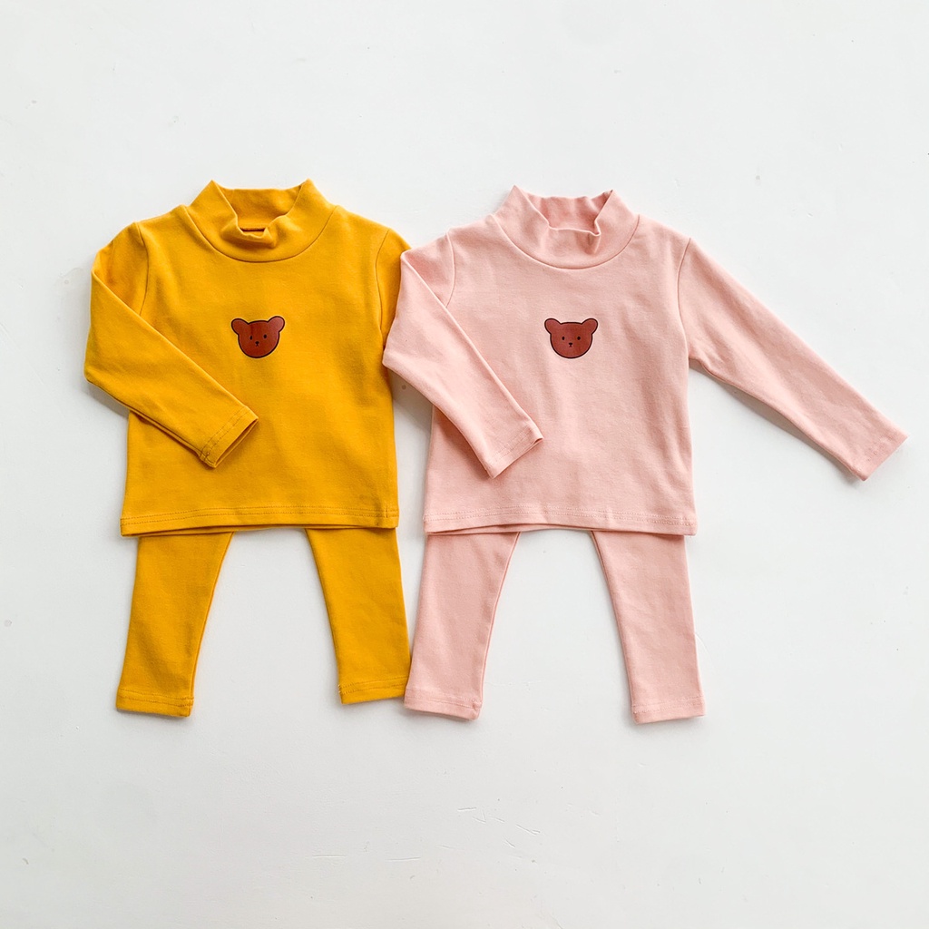 Set 2 Món Đồ Ngủ Gồm Áo Cổ Cao + Quần Legging Dành Cho Bé Trai Bé Gái Sơ Sinh