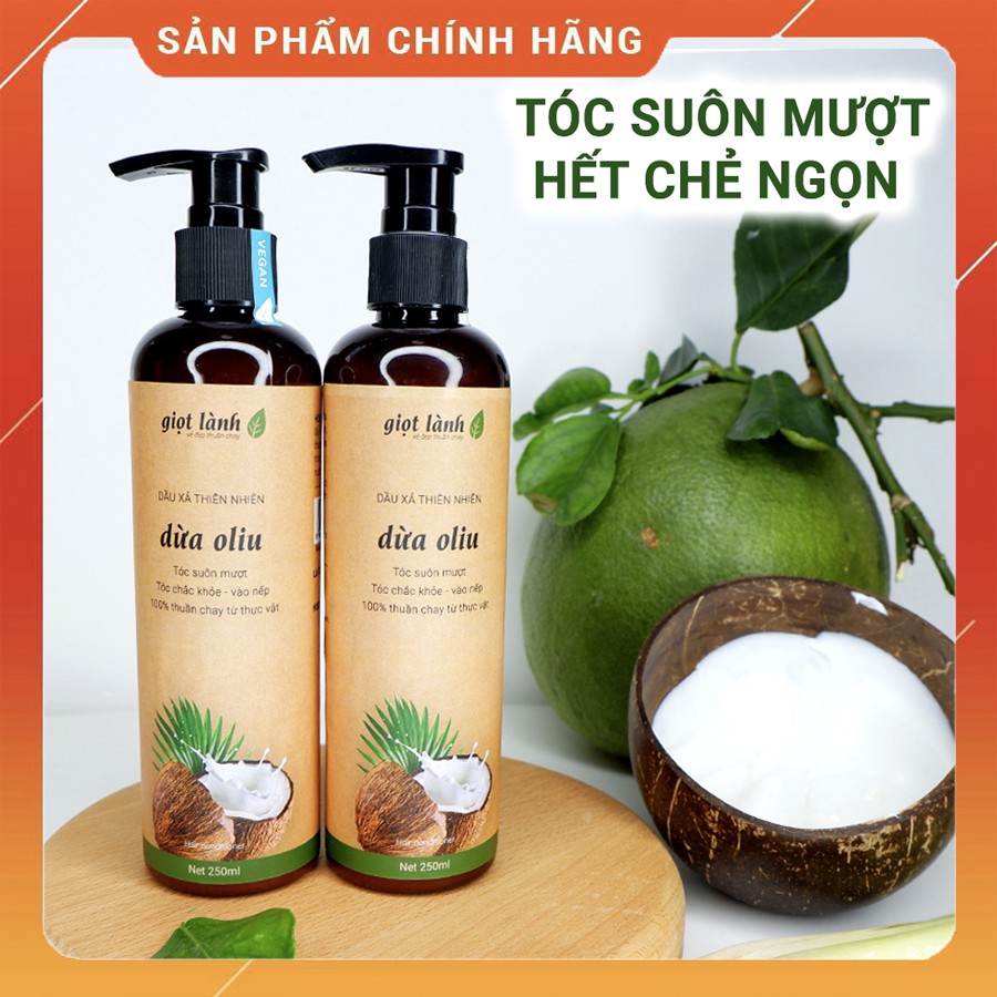 Dầu Xả Thiên Nhiên Dừa Oliu - Giảm Xơ Rối, Chẻ Ngọn Giọt Lành 250ML