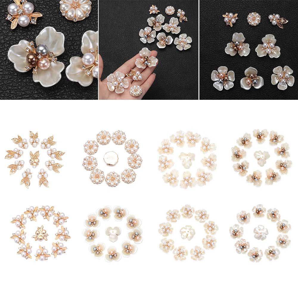 TARSUREVN 10Pcs   Flower Rhinestone Buttons Sparkling Crystal Hairpins Decoration Clothes Sewing Accessories
