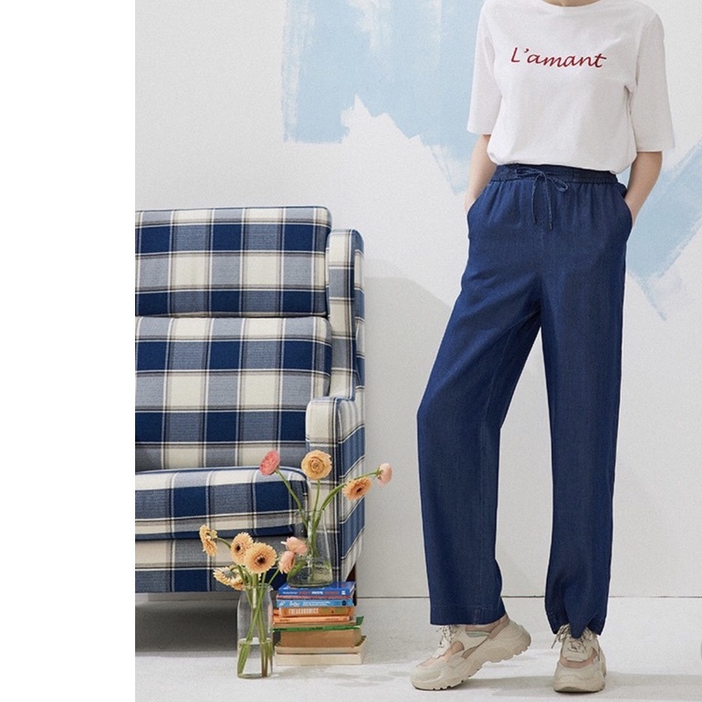 Hàng xuất xịn - Quần denim ống rộng chất vải tencel M1lla xuất khẩu