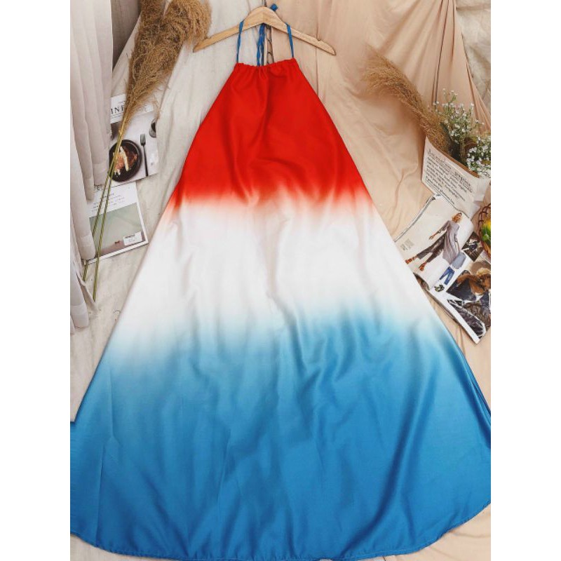 Đầm maxi loang màu cổ yếm - 203 | BigBuy360 - bigbuy360.vn