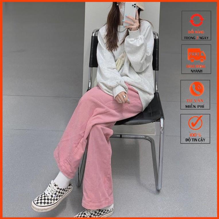 Quần Nhung Ống Rộng Culottes Ulzzang Cạp chun nữ