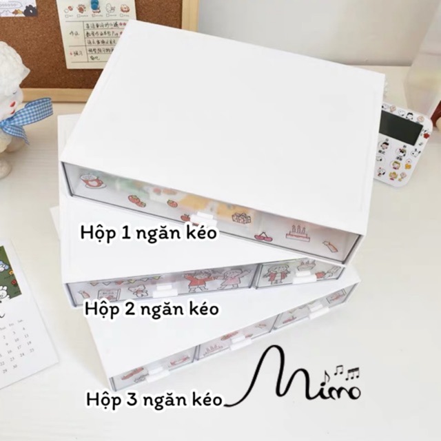 Hộp đựng đồ trong suốt nhiều ngăn để bàn Hộp ngăn kéo thiết kế đơn giản tiện dụng kệ để bàn trong suốt có thể xếp chồng