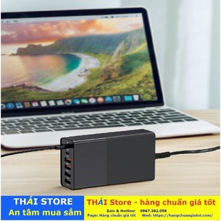 Củ sạc cao cấp sạc SIÊU nhanh Smart Multiport có giá đỡ, công suất sạc 65W; 03 cổng ra USB, 02 cổng ra Type C (mã SA34)