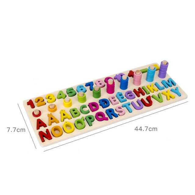 Đồ chơi gỗ bảng chữ số ghép hình trí tuệ giúp bé học đếm