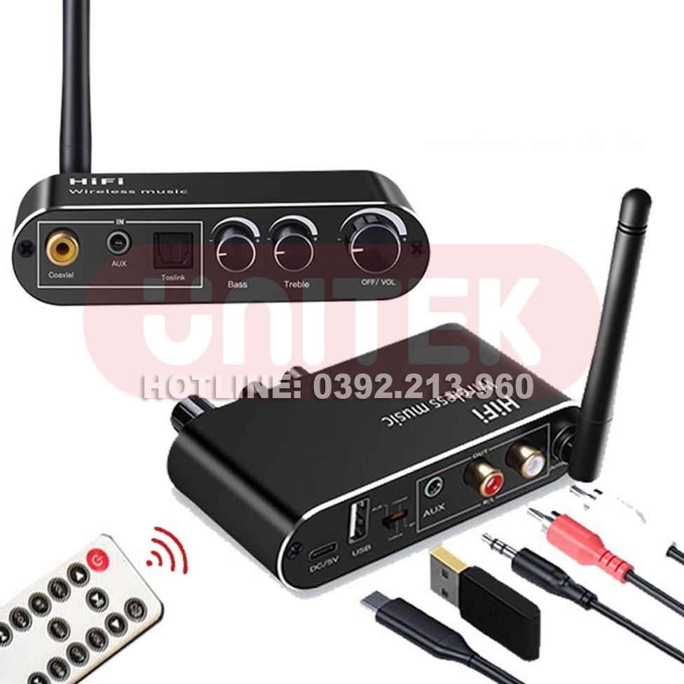 Bộ Chuyển Đổi Âm Thanh DAC Bluetooth T01 Chỉnh Treble, Bass, Volume  cao cấp