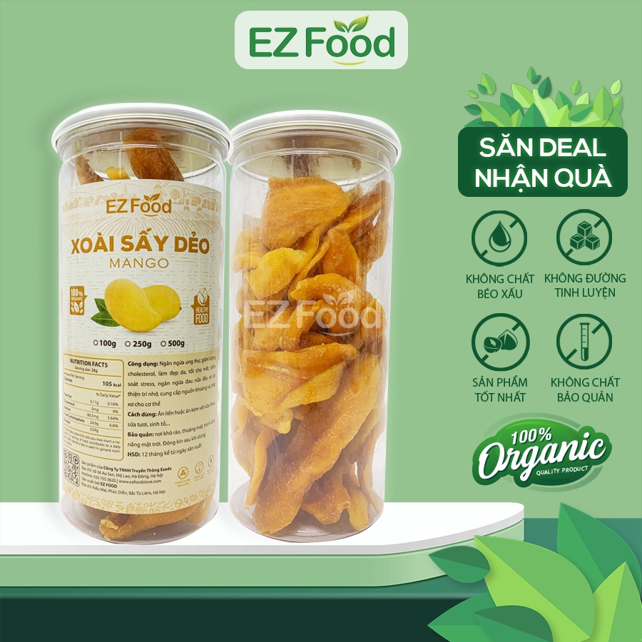 Xoài Sấy Dẻo Không Đường Loại I EZFOOD - Trái Cây Sấy Dẻo Ăn Vặt Mẹ Bầu