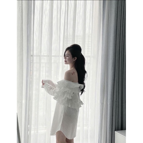 Áo sơ mi ly 2 tầng dáng suông tiểu thư_012 ulzzang babydoll bánh bèo nội y xanh
