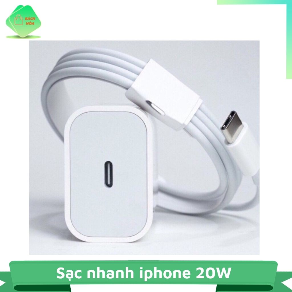 Sạc Iphone 20W Sạc Nhanh Iphone 6-12 Promax. Củ Sạc Kèm Cáp Sạc