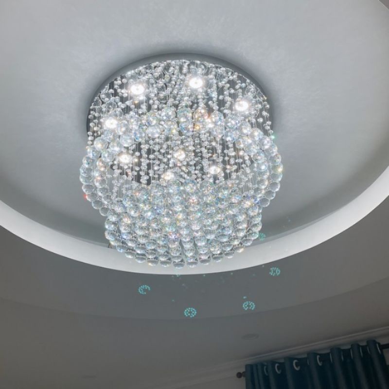 Đèn mâm pha lê ốp trần  M9153 - KT 600x600x350mm 3 chế độ ánh sáng công suất 50w - đèn chùm pha lê cao cấp; đèn decor