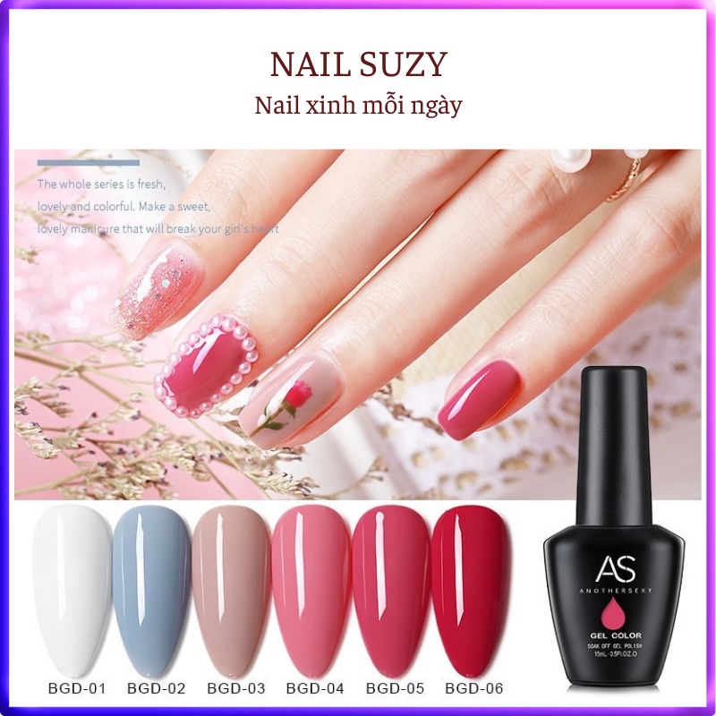 Sơn gel AS dùng máy hơ gel sơn móng tay gel sơn nail tone hồng nhẹ nhàng, kem nude NAIL SUZY mã BGD 15ml