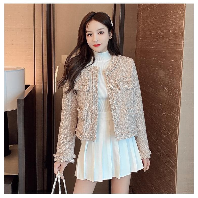 [HÀNG ORDER] Áo khoác dạ tweed hồng nhạt, áo dạ tweed nữ hàng Quảng Châu | BigBuy360 - bigbuy360.vn