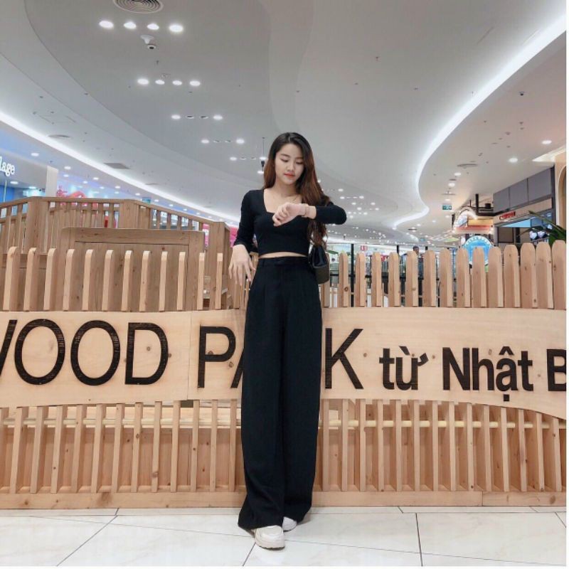 Quần ống rộng cạp cao dài 100cm phong cách Hàn Quốc nhiều màu mã C35_Kim Anh Shop