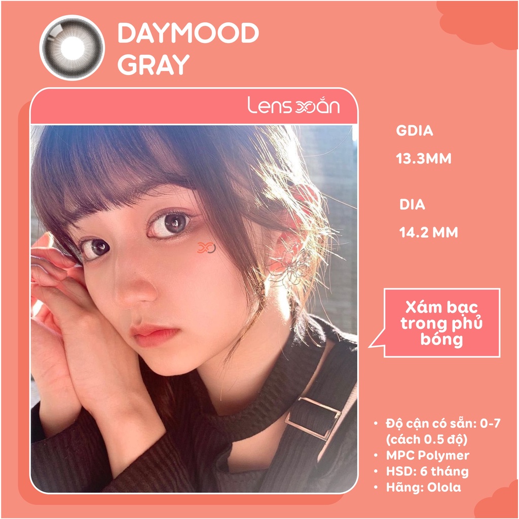 KÍNH ÁP TRÒNG CAO CẤP DAYMOOD GRAY CỦA OLOLA ( MPC LENS): LENS XÁM ĐEN ÁNH BẠC PHỦ BÓNG | LENS XOẮN ( GIÁ 1 CHIẾC)