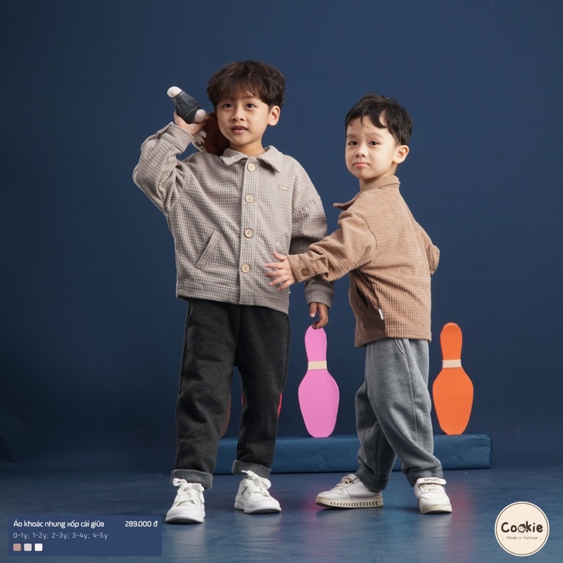 Áo khoác nhung xốp cài giữa Cookie