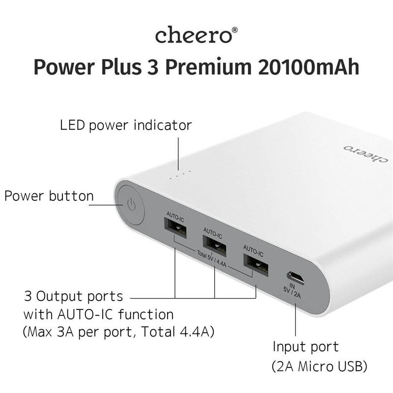 Pin Sạc Dự Phòng Cheero Power Plus 3 Premium CHE-062 20100mAh - Hàng Chính Hãng