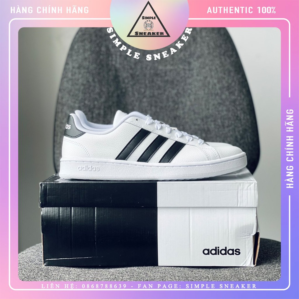 Giày Adidas Grand Court White Black 🔴FREESHIP🔴 Hàng Chính Hãng - Giày Thể Thao Unisex - Simple Sneaker