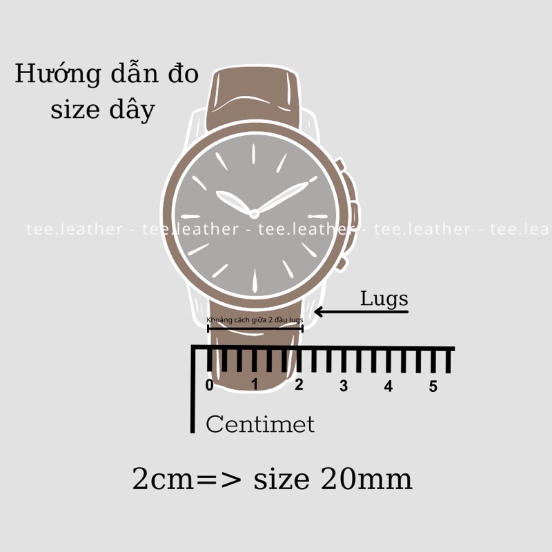 Dây đồng hồ da bò thật-khâu tay thủ công, dây da đồng hồ size 18mm, 20mm, 22mm, 24mm màu Đen - TEE Leather