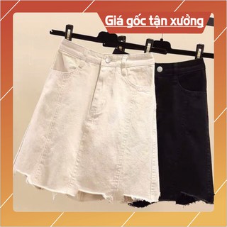 Chân váy cạp cao rách gấu