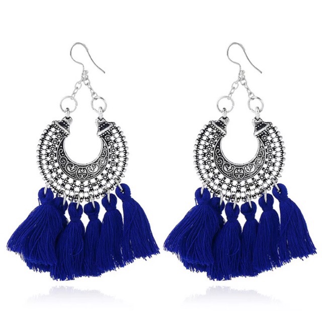 Bông tai tua rua Hoa tai boho vintage