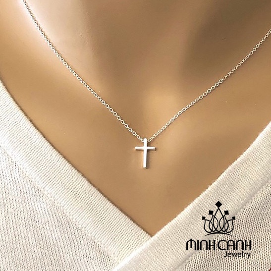 Dây Chuyền Bạc Nữ Hình Thánh Giá Loại Trơn Không Đính Đá - Minh Canh Jewelry