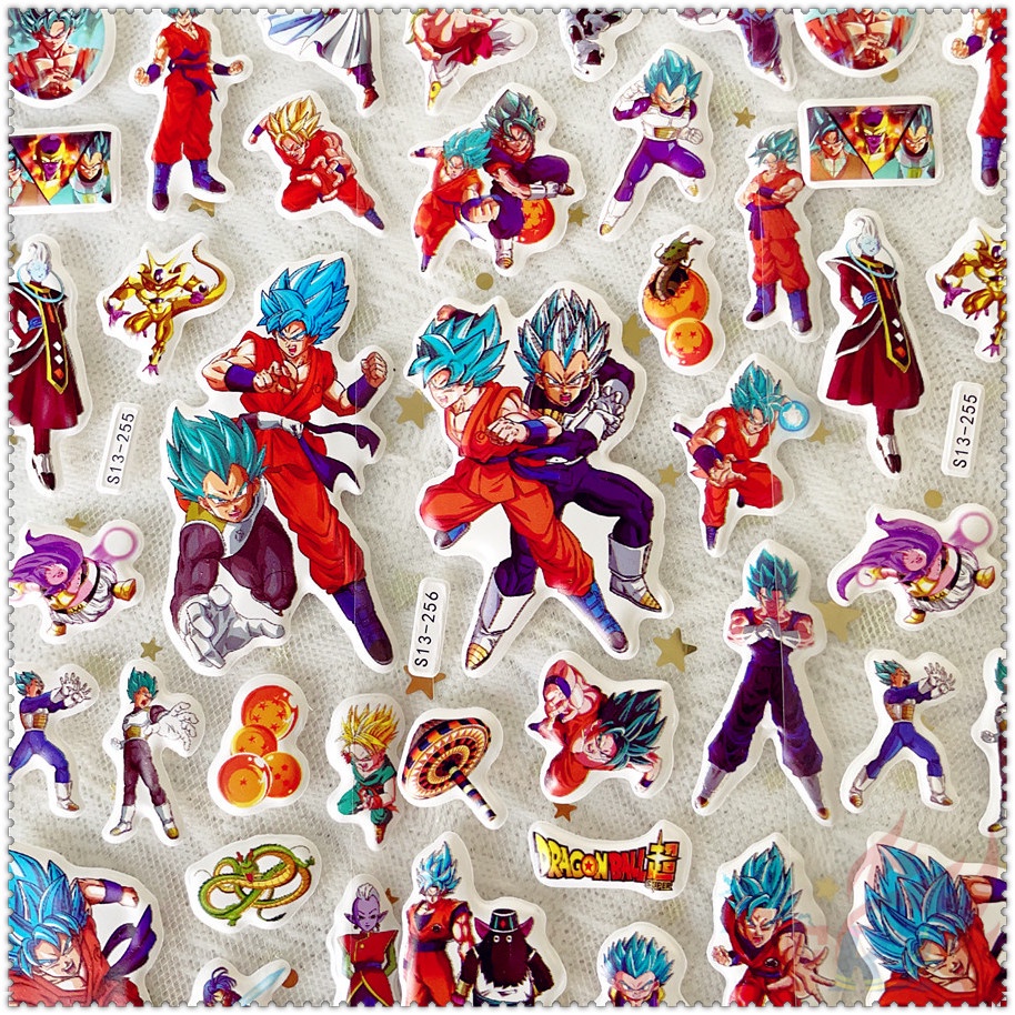 ▶ Bộ 5 Tấm Sticker Dán Phần Thưởng Nhân Vật Hoạt Hình DRAGON BALL Q-1 ◀ Miếng Dán PVC 3D Chống Thấm Nước Chất Lượng