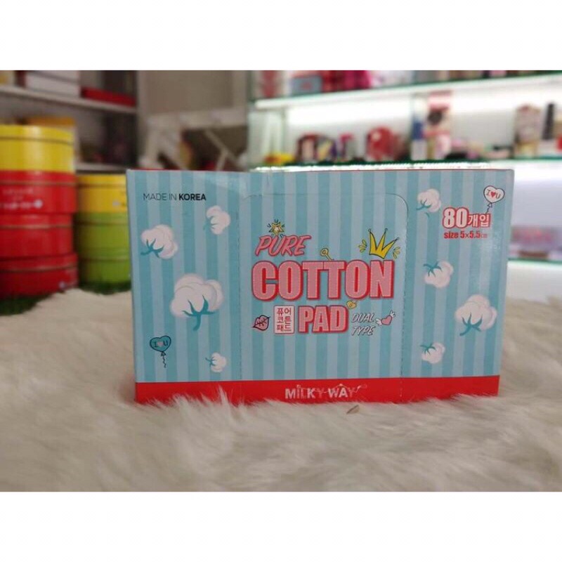 Bông tẩy trang Cotton Pad Milky Pad mềm mại mịn màng hộp 80 miếng