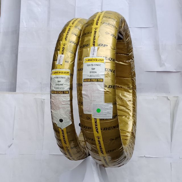 Lốp (vỏ) xe Exciter 150 trước 70/90-17 TL + sau 120/70-17 TL Dunlop D102 chính hãng
