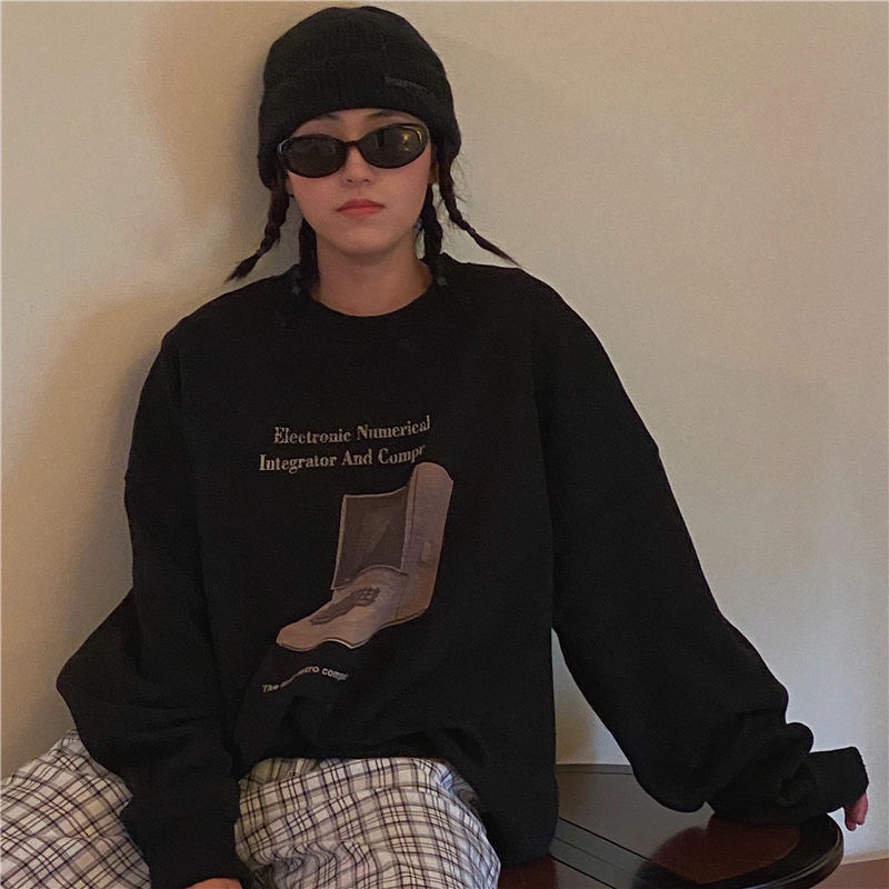 Áo Hoodie Cổ Tròn Dáng Rộng Phong Cách Hàn Quốc Thời Trang Mùa Thu Cho Nữ | BigBuy360 - bigbuy360.vn