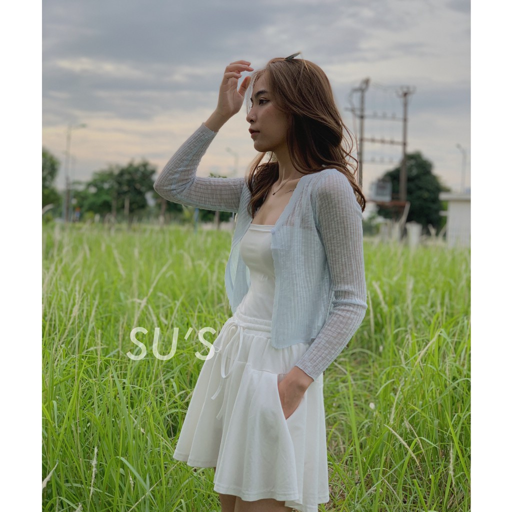 Áo cardigan mongtoghi trơn 1 cúc viền lượn A1842 SUSTORE