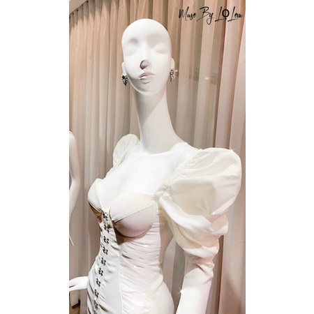 Đầm body cúp ngực tay phồng