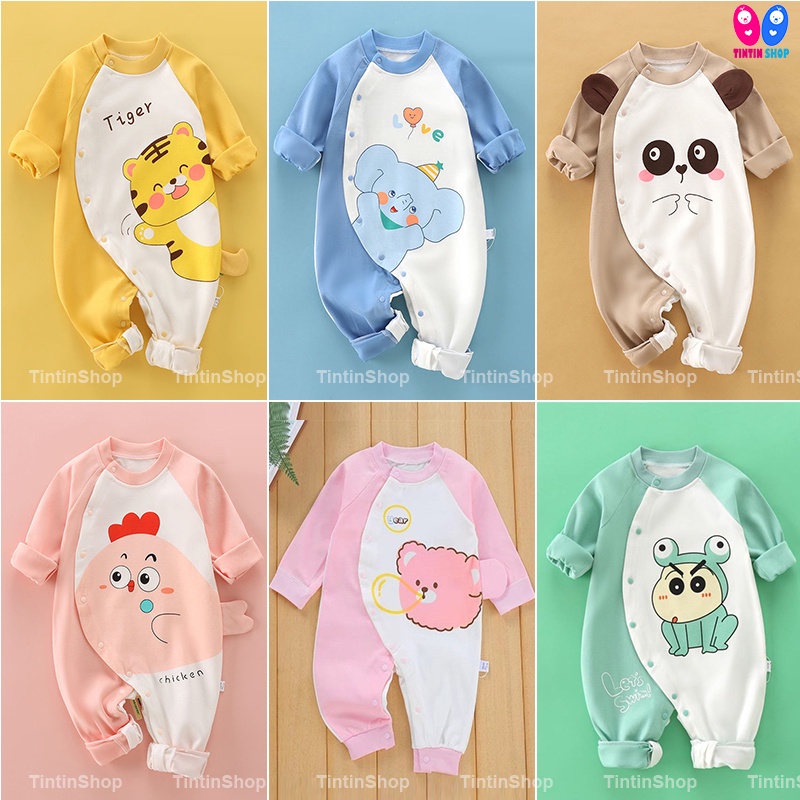 Bộ body dài tay - body suit - bộ đồ liền thân - áo liền quần - quần áo trẻ em cho bé trai bé gái sơ sinh SLT08