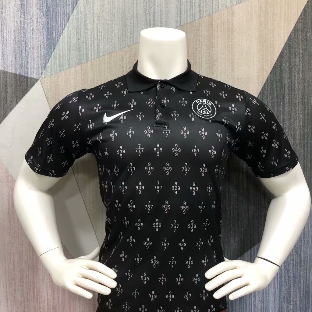 Áo thun POLO màu đen in logo đội bóng Paris Saint-Germain POLO cho nam 21-22