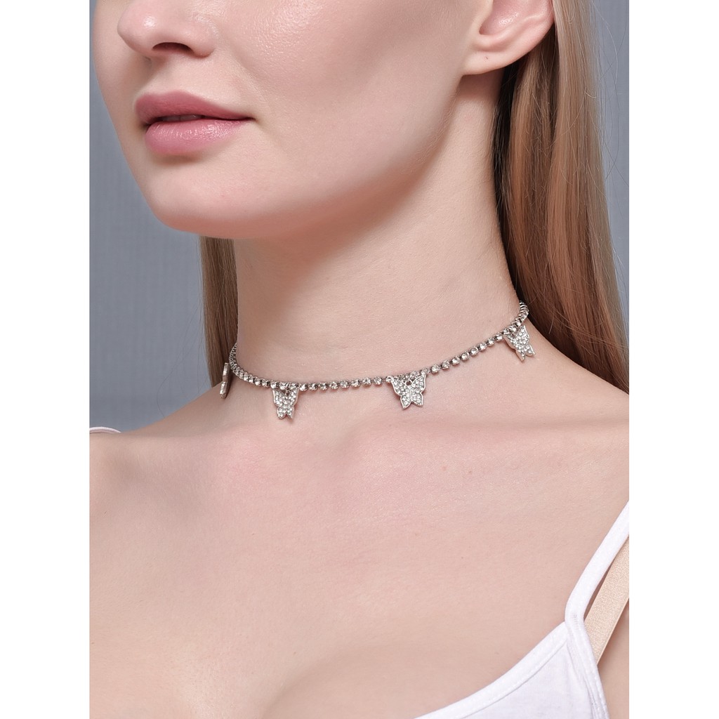 Dây chuyền choker mặt hình bướm đính đá thời trang quyến rũ cho nữ